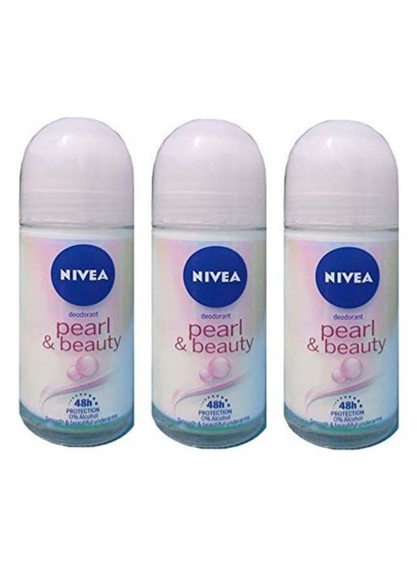 Nivea Pearl & Beauty Deodorant Roll-On, 3 x 225gm