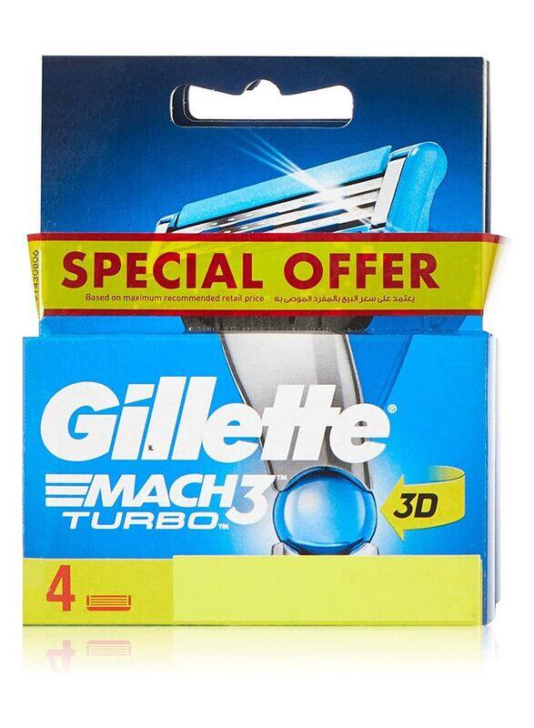 

Gillette Mach 3 Turbo 3D 4 Blade Refills, 1 Piece