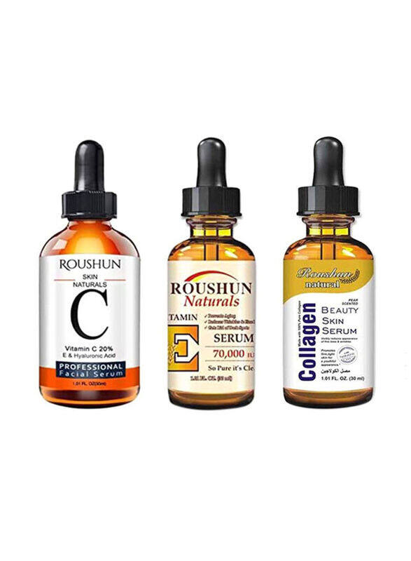 

Roushun Vitamin C, E And Collagen Beauty Skin Serum, 3 x 30ml