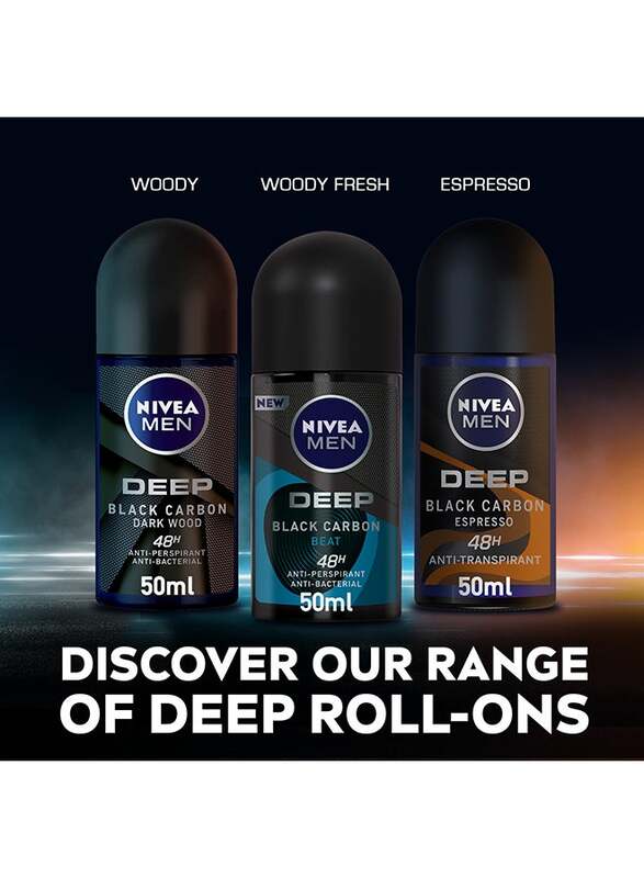 Nivea Deep Black Carbon Espresso Antiperspirant Roll-On, 50ml