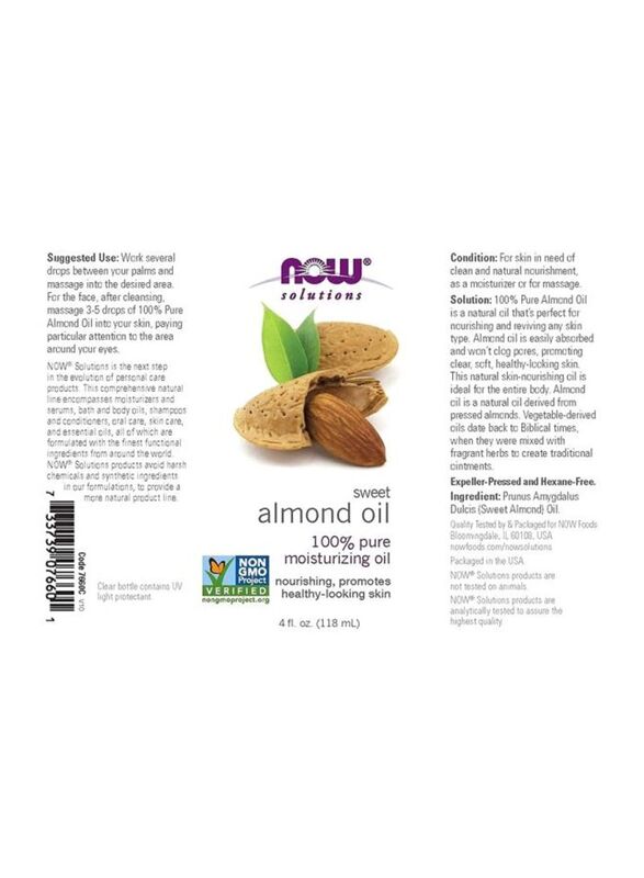 Now Foods Natural Sweet Almond Moisturizing Oil, 118ml