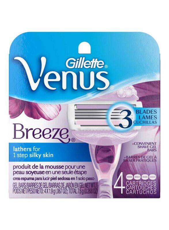 

Gillette Venus Breeze Razor Blade Refills Set, Purple, 4 Pieces