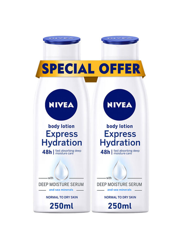 Nivea Express Hydration Body Lotion Sea Minerals Normal and Dry Skin, 2 x 250ml