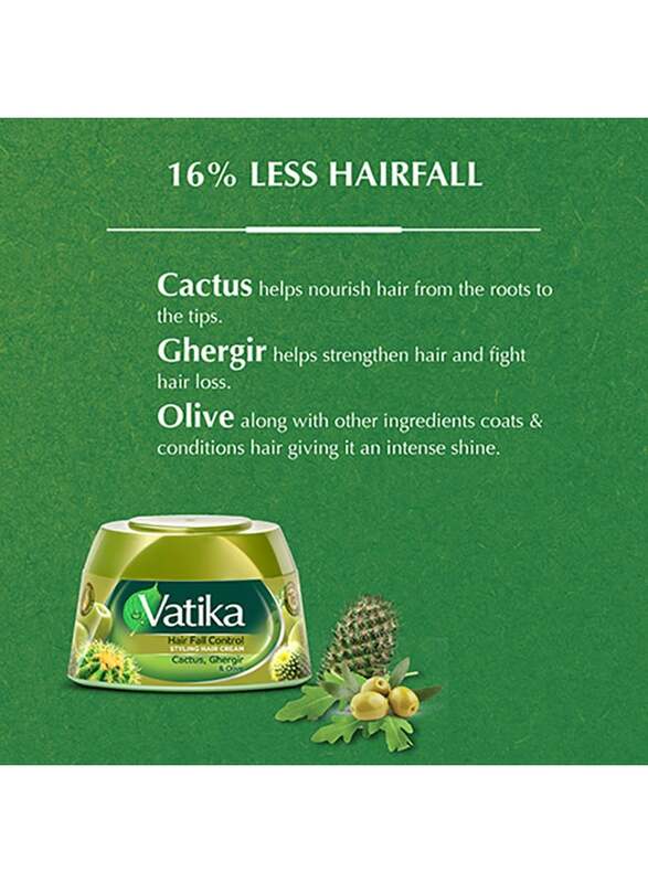 Vatika Hair Fall Control Styling Hair Cream with Cactus Ghergir And Olive for Anti Hairfall, 140ml