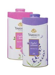 Yardley London English Lavender & Rose Perfume Talcum Powder, 2 Pieces, White