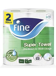 Fine 3 Ply Sterilized Towel Interfolded 4x More Absorbent, 2 Rolls