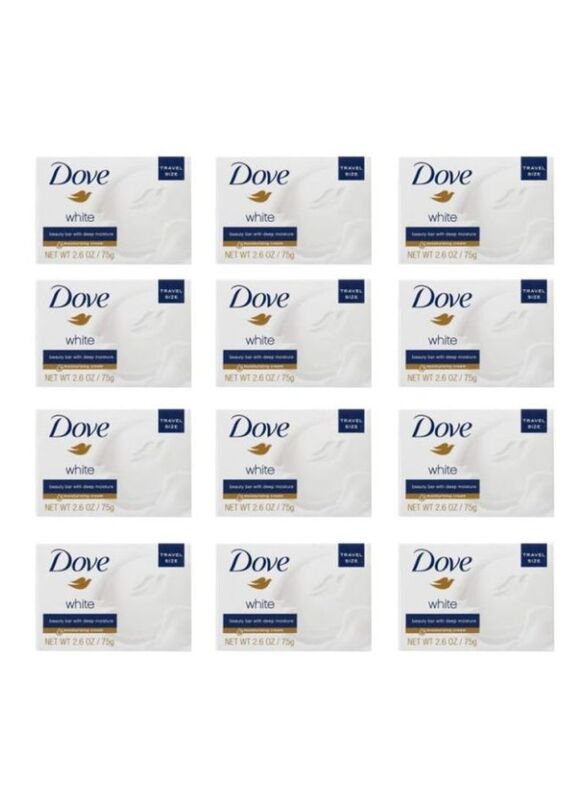 Dove White Beauty Bar with Moisture, 12 x 75gm