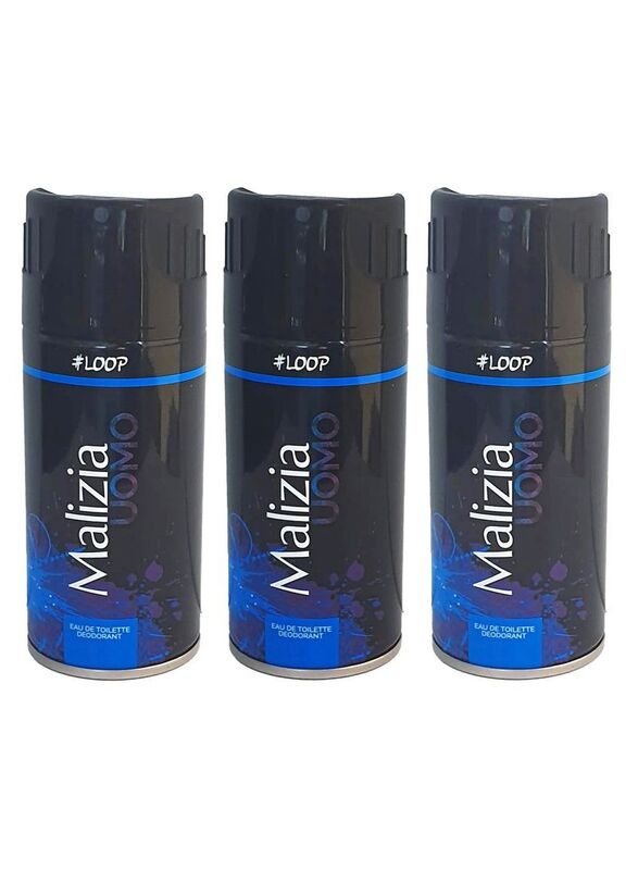 Malizia Uomo #Loop Deodorant Spray, 3 x 150ml