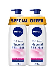 Nivea Natural Fairness Body Lotion with Vitamin E & Berry Extracts, 2 x 400ml
