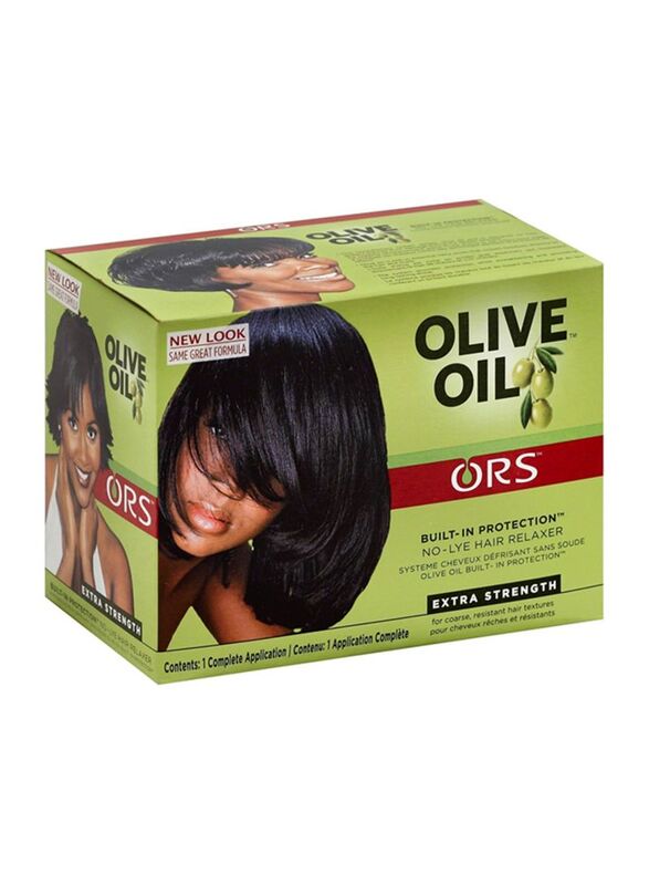 ORS Extra Strength Built-in Protection Olive Oil No-Lye Hair Relaxer Kit for Curly Hair, 1-Piece