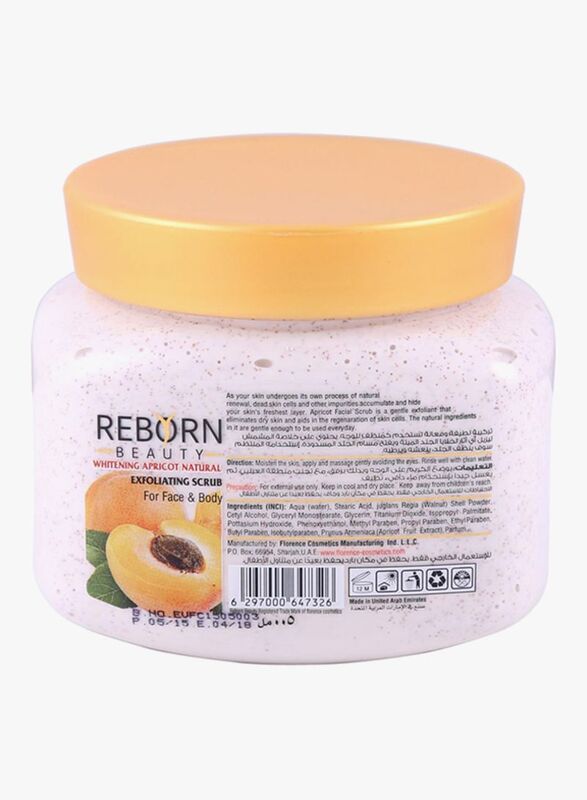 Reborn Beauty Whitening Apricot Natural Exfoliating Scrub, 500ml