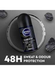 Nivea Men Deep Black Carbon Dark Wood Antiperspirant Antibacterial Roll-On, 50ml