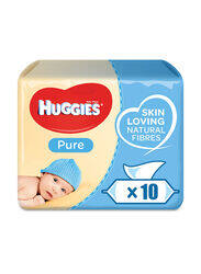 Huggies 10 x 56 Pieces Skin Loving Pure Wipes for Babies