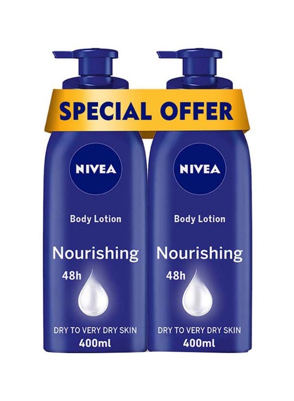 Nivea Nourishing Body Lotion, Almond Oil, Extra Dry Skin, 2 x 400ml