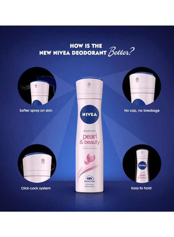 Nivea Pearl and Beauty Deodorant, 3 x 150ml