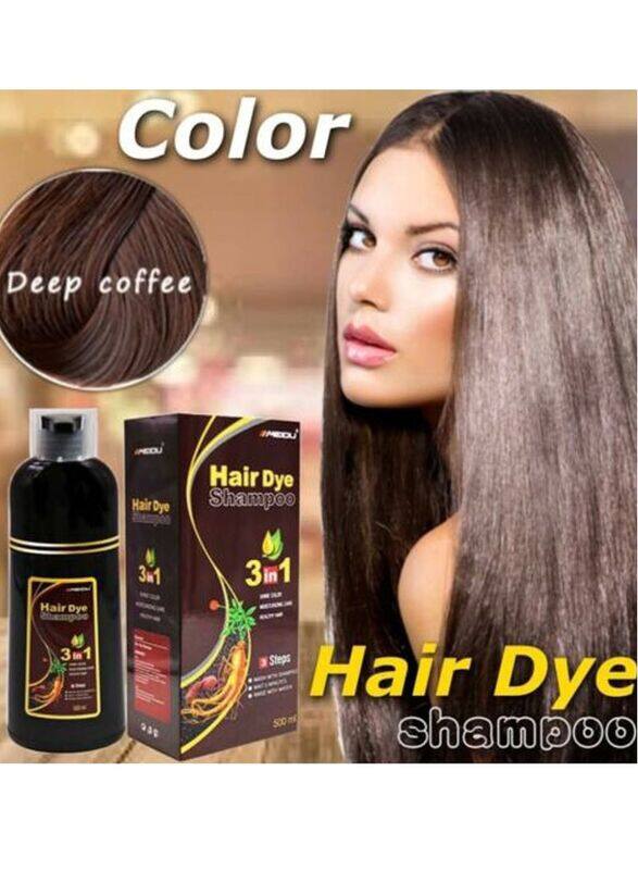 

Meidu 3-in-1 Permanent Hair Dye Shampoo, 500ml, Dark Brown