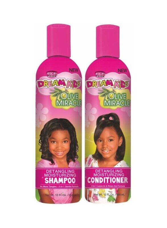

African Pride Dream Kids Olive Miracle Detangling Moisturizing Shampoo & Conditioner Set for All Hair Types, 2-Pieces x 12oz