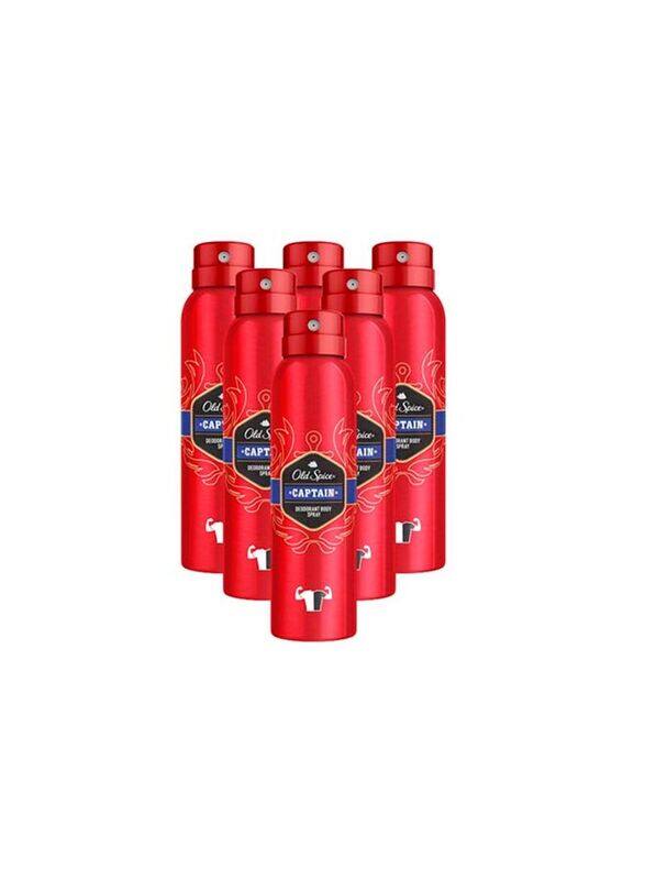 

Old Spice Captain Deodorant Body Spray, 6 x 150ml