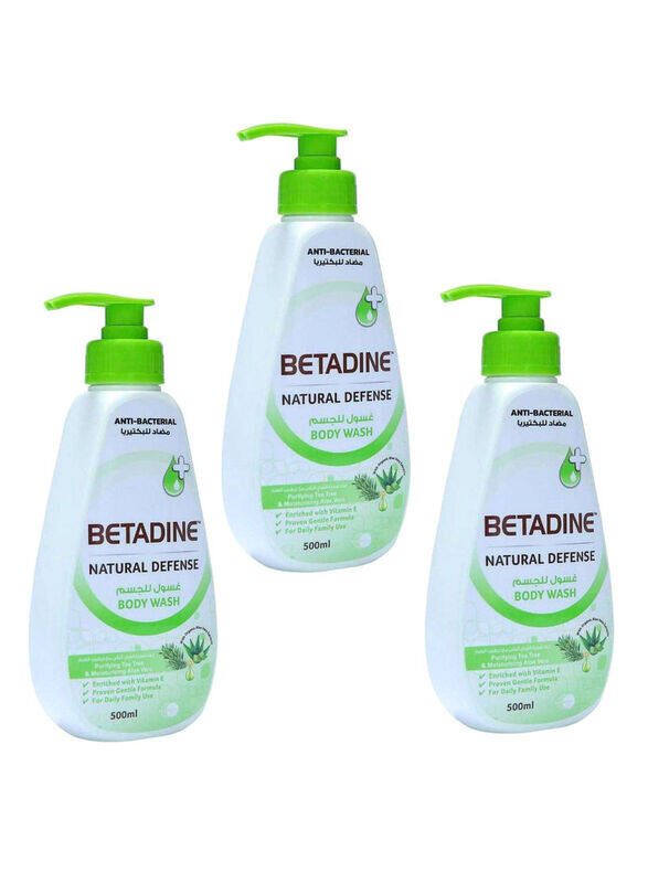 

Betadine Natural Defense Tea Tree Oil Flavour Body Wash, 3 x 500ml