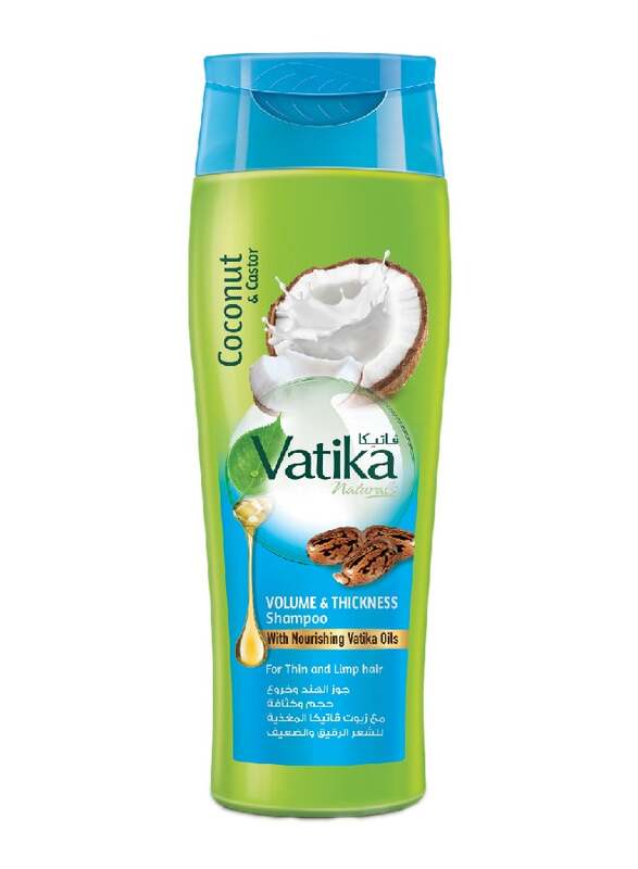 Vatika Volume And Thickness Shampoo Enriched With Coconut And Castor for Thin And Limp Hair, 400ml