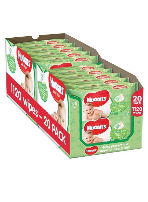 

Huggies 20 x 56 Pieces Natural Care Wipes for Babies