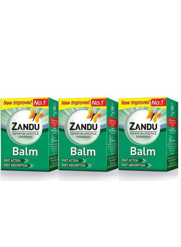 

Zandu Balm For Headache, Cold and Body Pain, 3-Piece