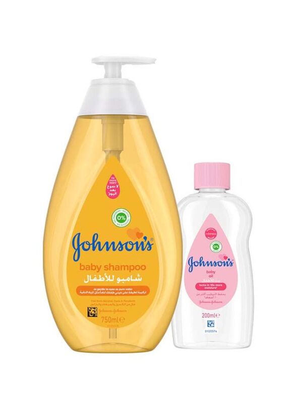 Johnson's 750ml Baby Shampoo & 200ml Oil Pack of 2 Set for Kids