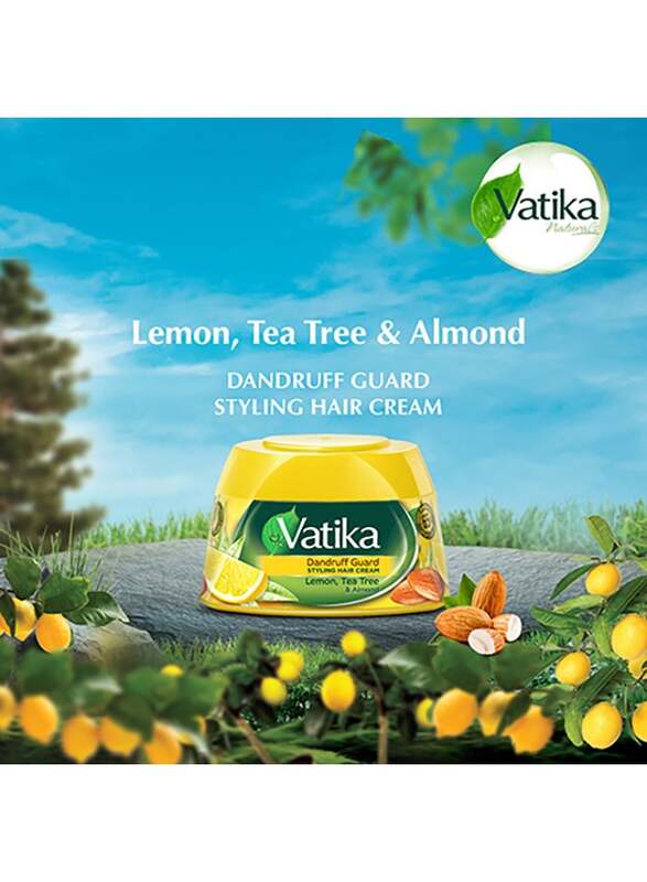 Vatika Dabur Dandruff Guard Styling Hair Cream Enriched with Lemon Tea Tree and Almond, 140ml