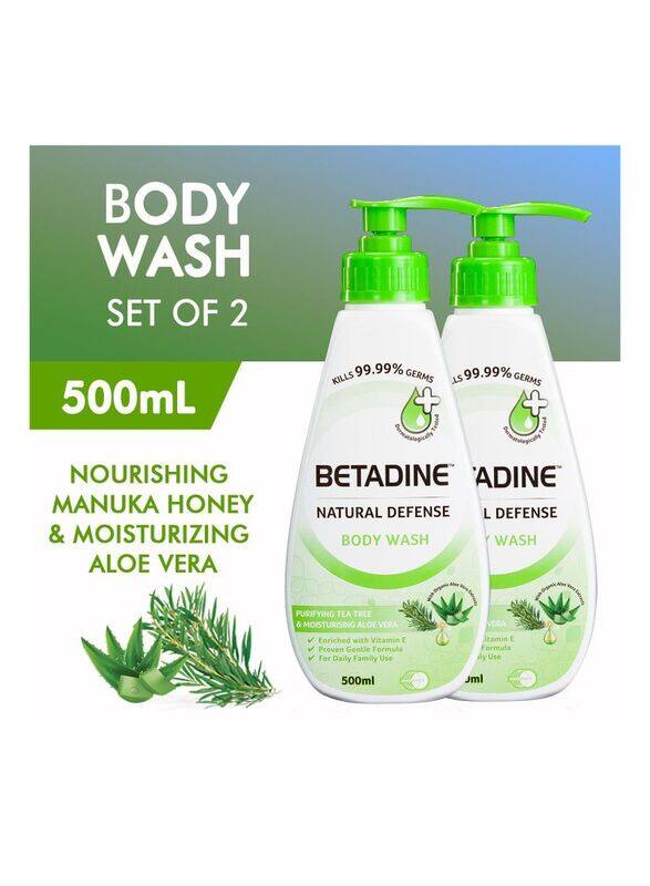 

Betadine Anti Bacterial Natural Defense Body Wash, 2 x 500ml