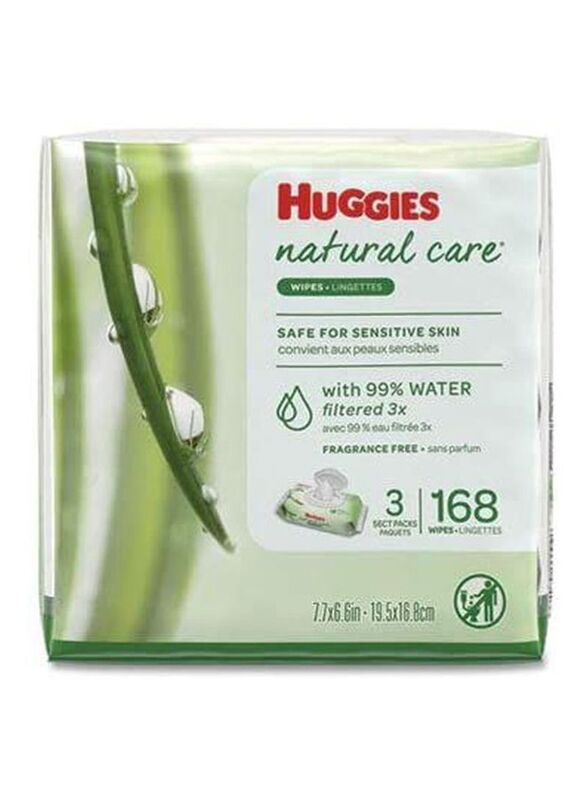 Huggies 168 Pieces Natural Care Wipes for Babies