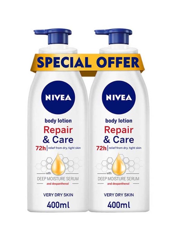 Nivea Repair And Care Body Lotion, Dexpanthenol, Very Dry Skin, 2 x 400ml
