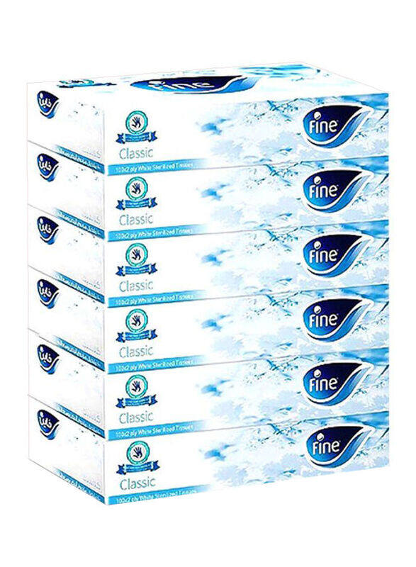 Fine Classic Sterilized Tissues, White, 6 Pieces