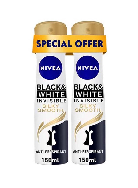 

Nivea Black & White Silky Smooth Antiperspirant Spray, 2 x 150ml