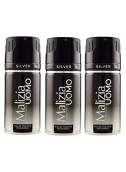 Malizia Uomo Deo Silver Body Spray, 3 x 150ml