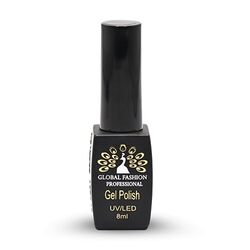 Global Fashion Professional Black Elite Gel Polish, 8ml, 376, Black