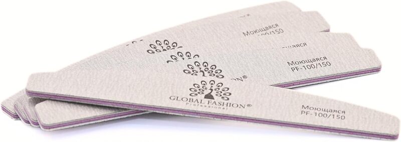 Global Fashion Professional Washable Nail File Set, 100/150, 24 Pieces, White