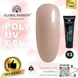 Global Fashion Professional Durable and Easy Long-Lasting Nail Enhancements Poly UV Gel, 13, Pink