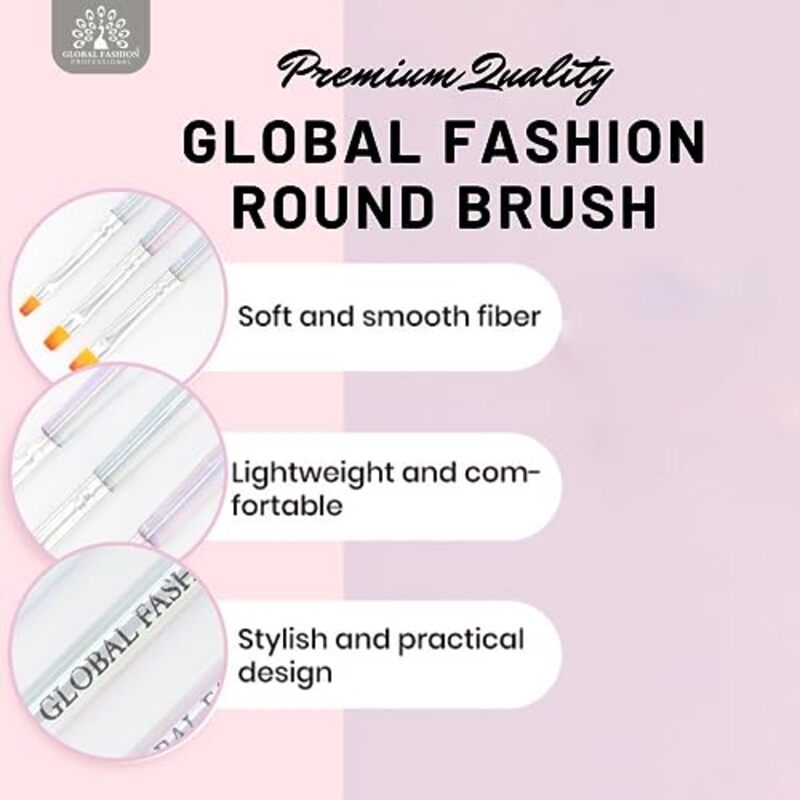 Global Fashion Professional Nail Art Brush #6, Multicolour