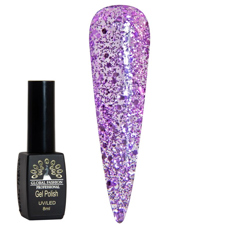 Global Fashion Professional Black Elite Gel Nail Polish, 8ml, 208, Purple