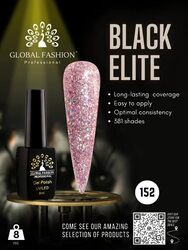 Global Fashion Professional Black Elite Gel Nail Polish, 8ml, 152, Pink