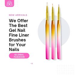 Global Fashion Professional Nail Art Gradient Pen with Fine Liner Brush, 7mm, Multicolour
