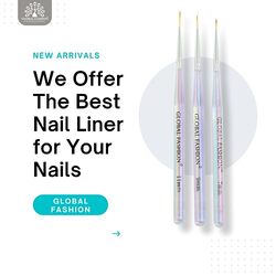 Global Fashion Professional Acrylic Nail Fine Liner Brush, 9mm, White