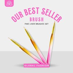 Global Fashion Professional Nail Art Gradient Pen with Fine Liner Brush, Multicolour