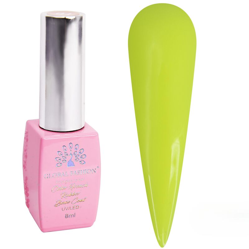 Global Fashion Professional Neon Base Coat Nail Polish, Non-Toxic Nail Treatment Vegan Cruelty Free, 8ml, 03, Green