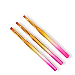 Global Fashion Professional Nail Art Gradient Pen with Flat Fine Brush, 3 Pieces, Multicolour