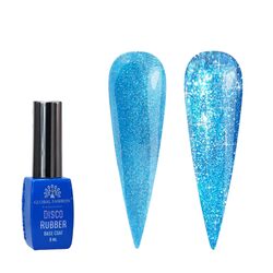 Global Fashion Professional Long Lasting Shine Disco Reflective Rubber Base Nail Polish, 8ml, 05, Blue