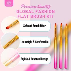 Global Fashion Professional Nail Art Gradient Pen with Flat Synthetic Brush, #8, Multicolour