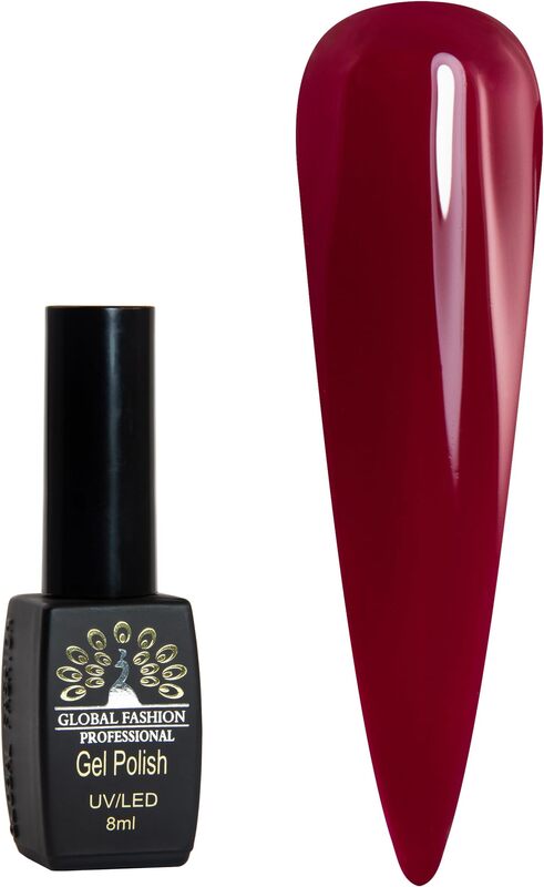 Global Fashion Professional Black Elite Gel Nail Polish, 8ml, 022, Red