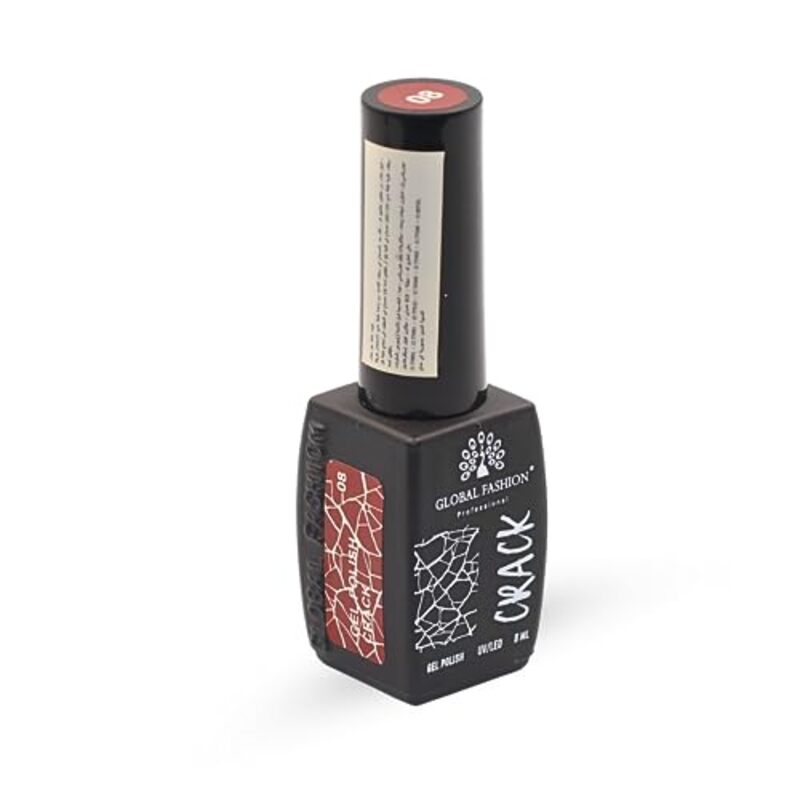 Global Fashion Professional Captivating Cracked Effects Gel Nail Polish, 8ml, No. 08, Red