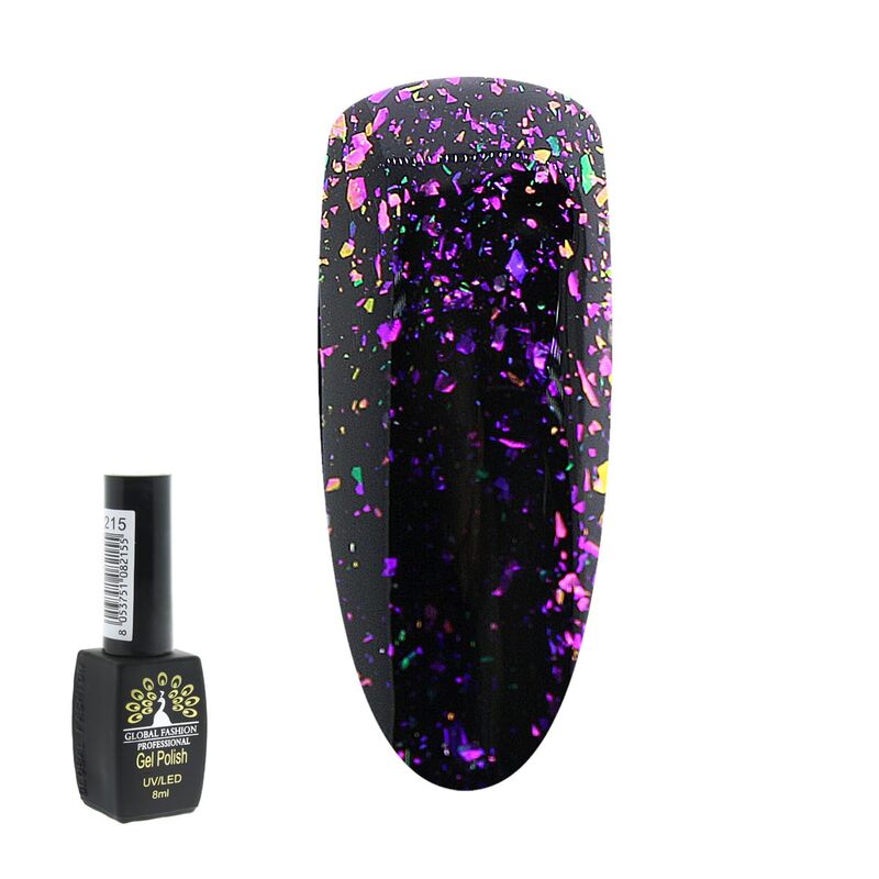 Global Fashion Professional Black Elite Gel Nail Polish, 8ml, 212, Multicolour